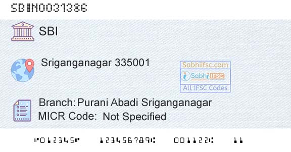 State Bank Of India Purani Abadi SriganganagarBranch 