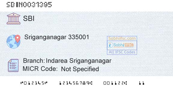 State Bank Of India Indarea SriganganagarBranch 