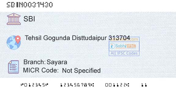 State Bank Of India SayaraBranch 