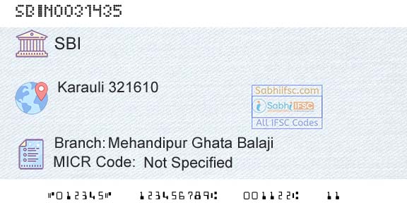 State Bank Of India Mehandipur Ghata BalajiBranch 