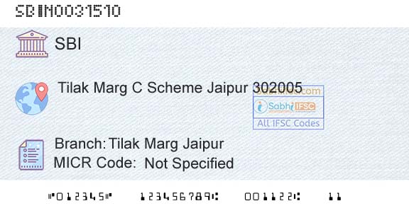 State Bank Of India Tilak Marg JaipurBranch 