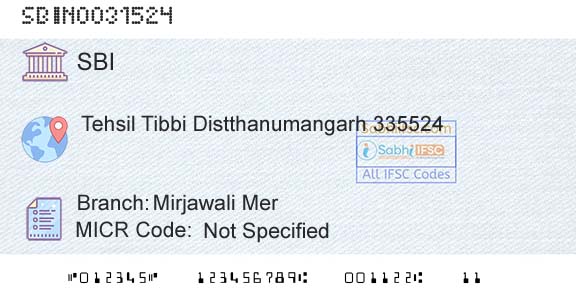 State Bank Of India Mirjawali MerBranch 