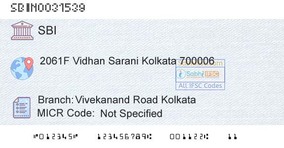 State Bank Of India Vivekanand Road KolkataBranch 