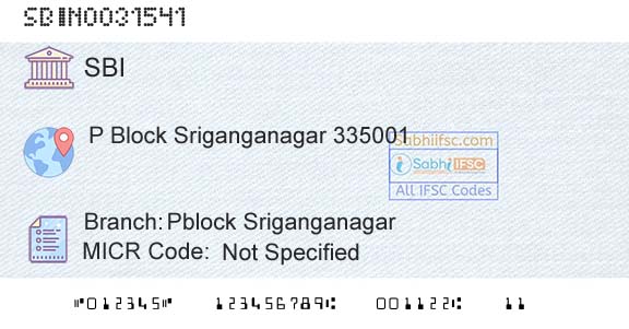 State Bank Of India Pblock SriganganagarBranch 