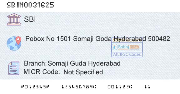 State Bank Of India Somaji Guda HyderabadBranch 
