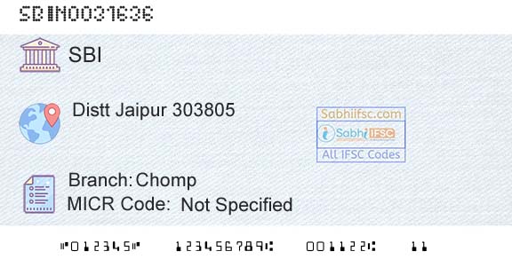 State Bank Of India ChompBranch 