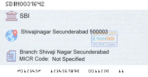 State Bank Of India Shivaji Nagar SecunderabadBranch 