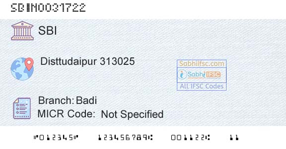 State Bank Of India BadiBranch 
