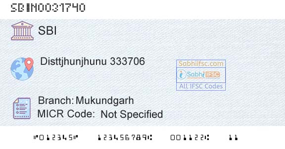 State Bank Of India MukundgarhBranch 