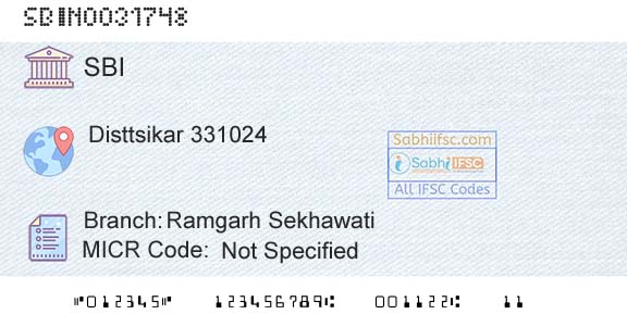 State Bank Of India Ramgarh SekhawatiBranch 