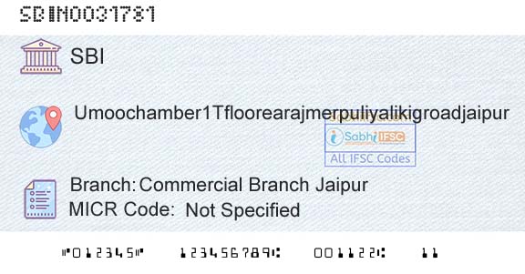 State Bank Of India Commercial Branch JaipurBranch 