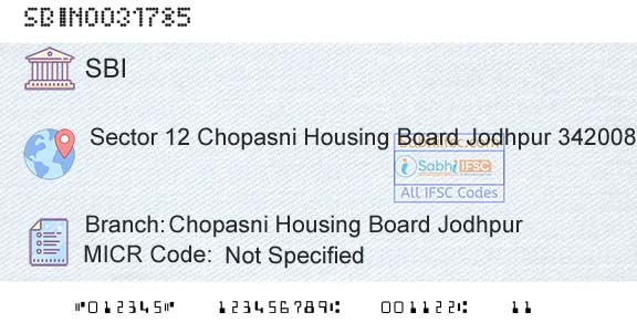 State Bank Of India Chopasni Housing Board JodhpurBranch 