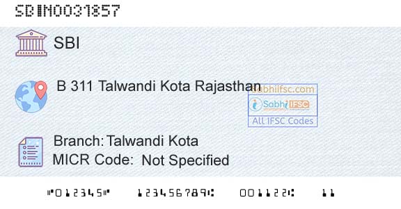 State Bank Of India Talwandi KotaBranch 