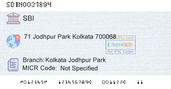 State Bank Of India Kolkata Jodhpur ParkBranch 