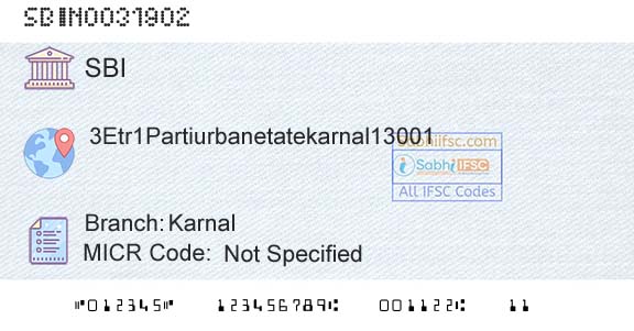 State Bank Of India KarnalBranch 