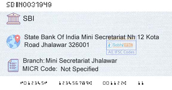 State Bank Of India Mini Secretariat JhalawarBranch 