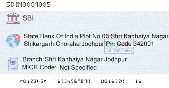 State Bank Of India Shri Kanhaiya Nagar JodhpurBranch 