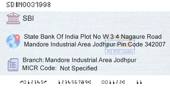 State Bank Of India Mandore Industrial Area JodhpurBranch 