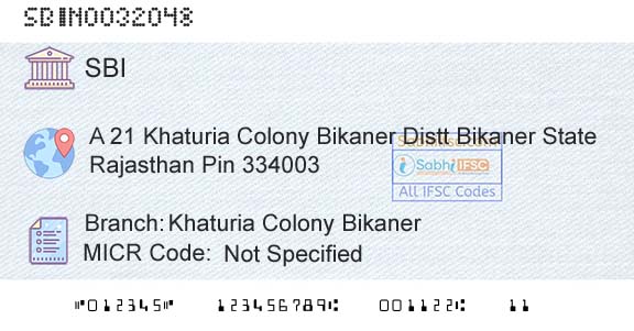 State Bank Of India Khaturia Colony BikanerBranch 