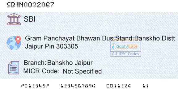 State Bank Of India Banskho JaipurBranch 