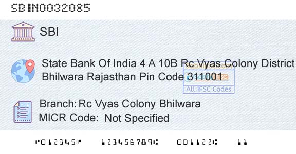 State Bank Of India Rc Vyas Colony BhilwaraBranch 