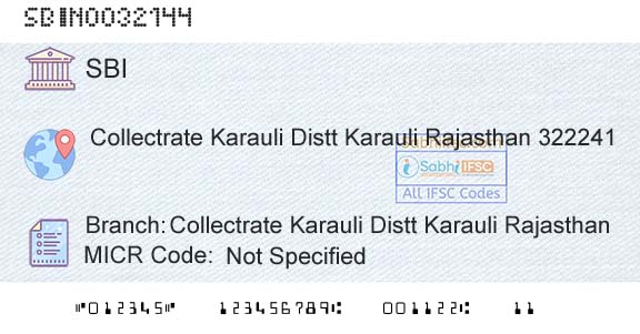 State Bank Of India Collectrate Karauli Distt Karauli RajasthanBranch 