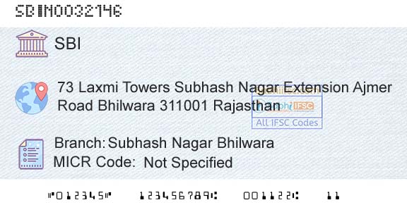 State Bank Of India Subhash Nagar BhilwaraBranch 
