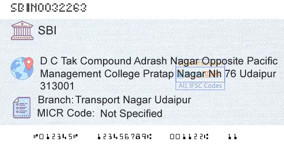 State Bank Of India Transport Nagar UdaipurBranch 