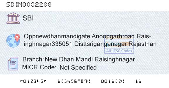 State Bank Of India New Dhan Mandi RaisinghnagarBranch 