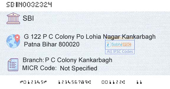 State Bank Of India P C Colony KankarbaghBranch 