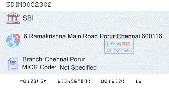 State Bank Of India Chennai PorurBranch 