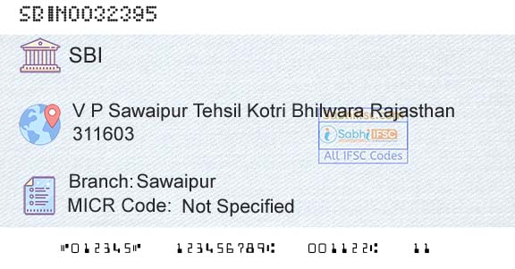 State Bank Of India SawaipurBranch 