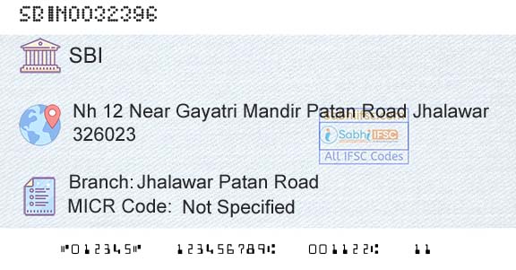 State Bank Of India Jhalawar Patan RoadBranch 