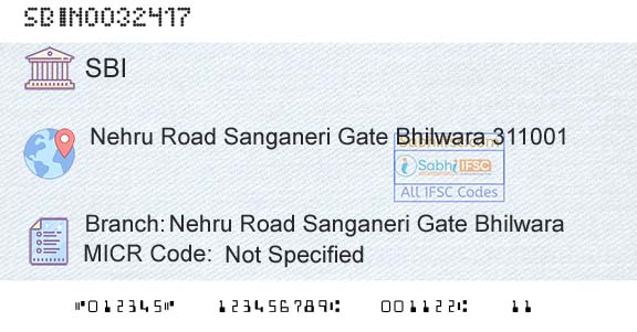 State Bank Of India Nehru Road Sanganeri Gate BhilwaraBranch 