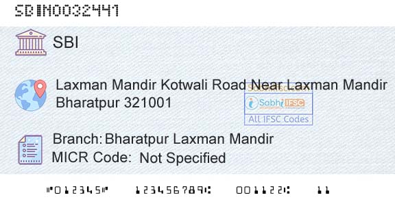 State Bank Of India Bharatpur Laxman MandirBranch 