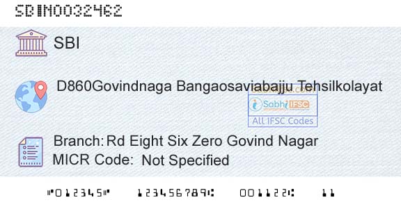 State Bank Of India Rd Eight Six Zero Govind NagarBranch 
