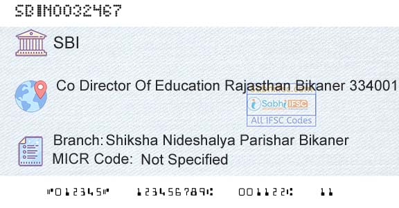State Bank Of India Shiksha Nideshalya Parishar BikanerBranch 