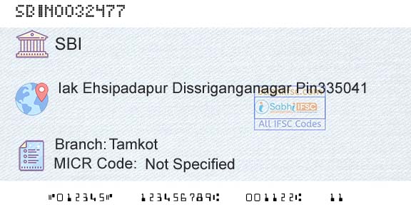 State Bank Of India TamkotBranch 