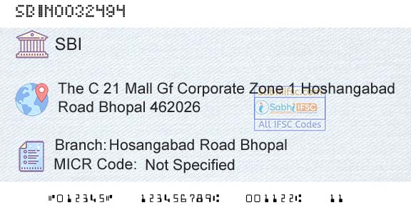 State Bank Of India Hosangabad Road BhopalBranch 
