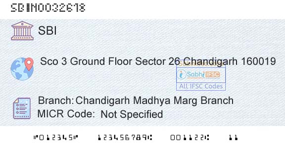 State Bank Of India Chandigarh Madhya Marg BranchBranch 