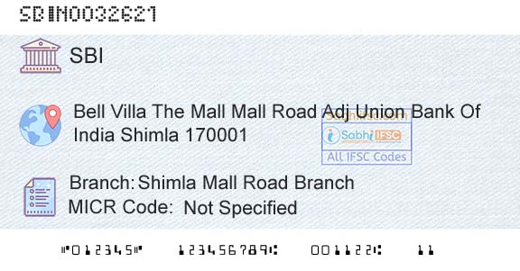 State Bank Of India Shimla Mall Road BranchBranch 