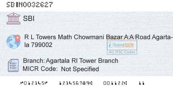 State Bank Of India Agartala Rl Tower BranchBranch 
