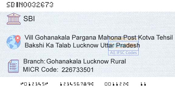 State Bank Of India Gohanakala Lucknow RuralBranch 
