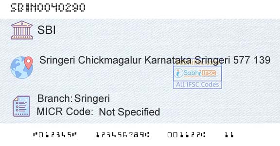 State Bank Of India SringeriBranch 