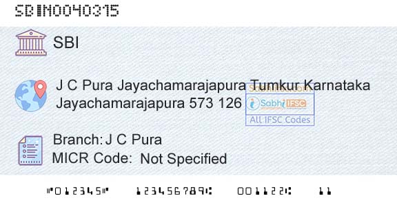 State Bank Of India J C PuraBranch 
