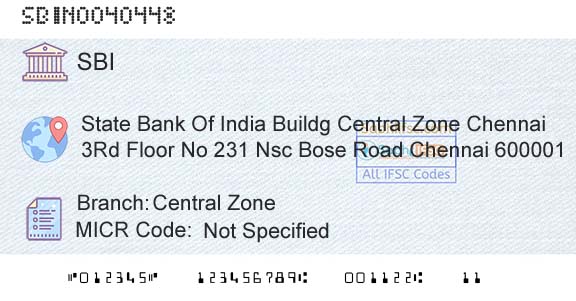 State Bank Of India Central ZoneBranch 