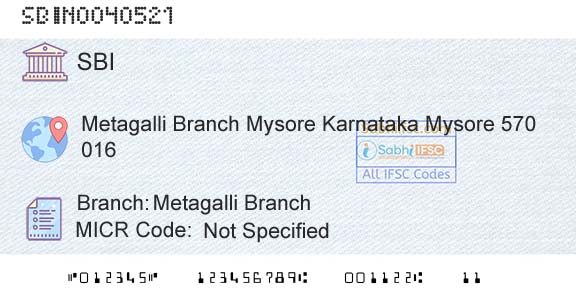 State Bank Of India Metagalli BranchBranch 