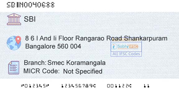 State Bank Of India Smec KoramangalaBranch 
