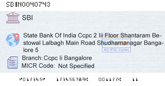State Bank Of India Ccpc Ii BangaloreBranch 