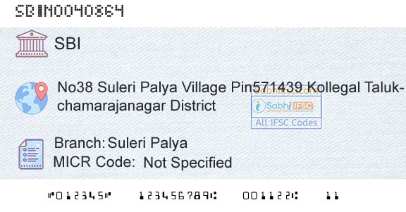 State Bank Of India Suleri PalyaBranch 